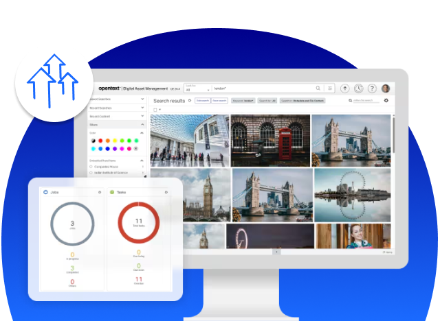 Affichage informatique de la plateforme produit OpenText Digital Asset Management